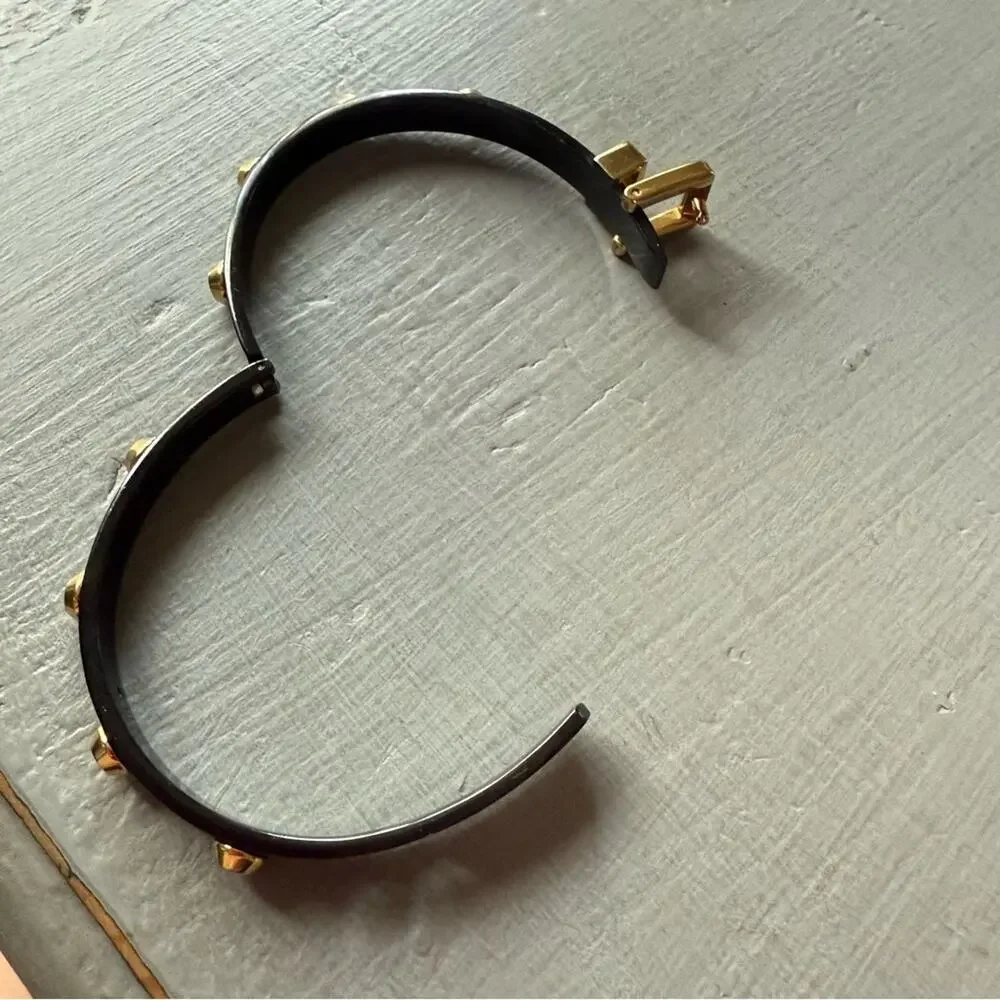 Michael Kors Black Buckle Hinged Bangle Bracelet